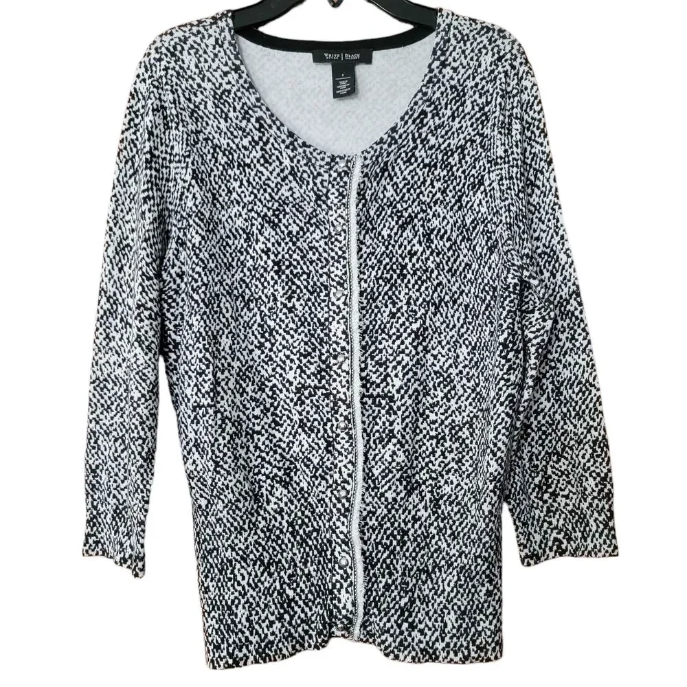 Women's Size Small White House Black Market black and white cardigan with detail